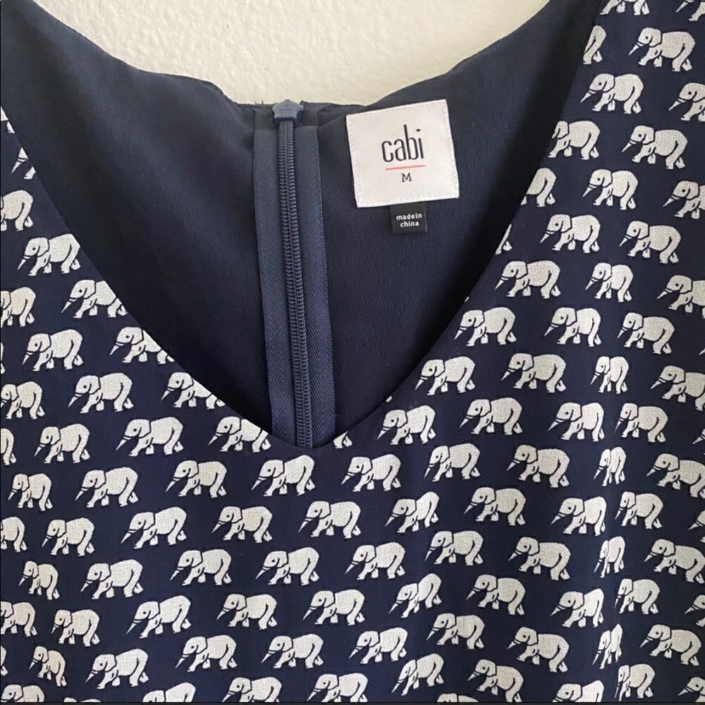 CABI Parade Blouse Navy Elephant Print M - Picture 7 of 7